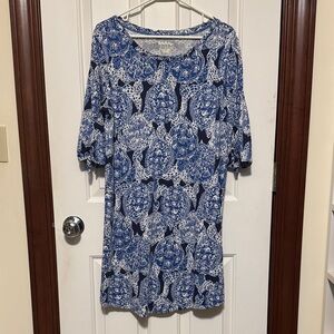 Lilly Pulitzer turtle print Preston Dress L EUC